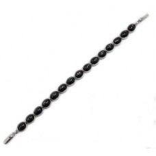 925 Sterling Silver Real Natural Black Star Bracelet Size 7.8" - 60 CT